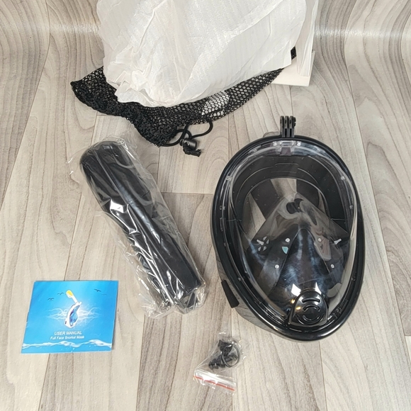 Free Breath Revolutionary Full Dry Snorkeling Mask 180 Degree Vision Black L/XL - Picture 2 of 6